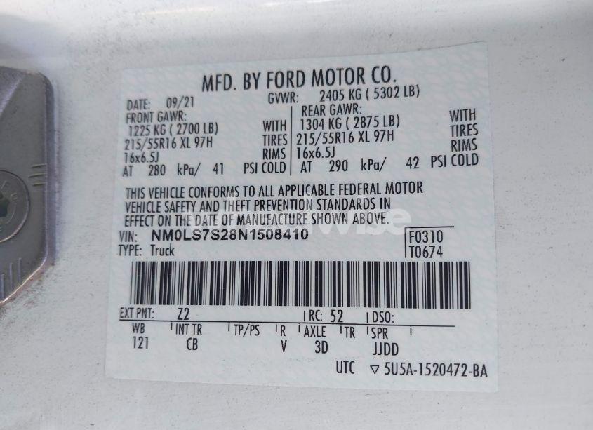 Photo 9 of 2022 Ford Transit CONNECT XL CARGO VAN (VIN NM0LS7S28N1508410)