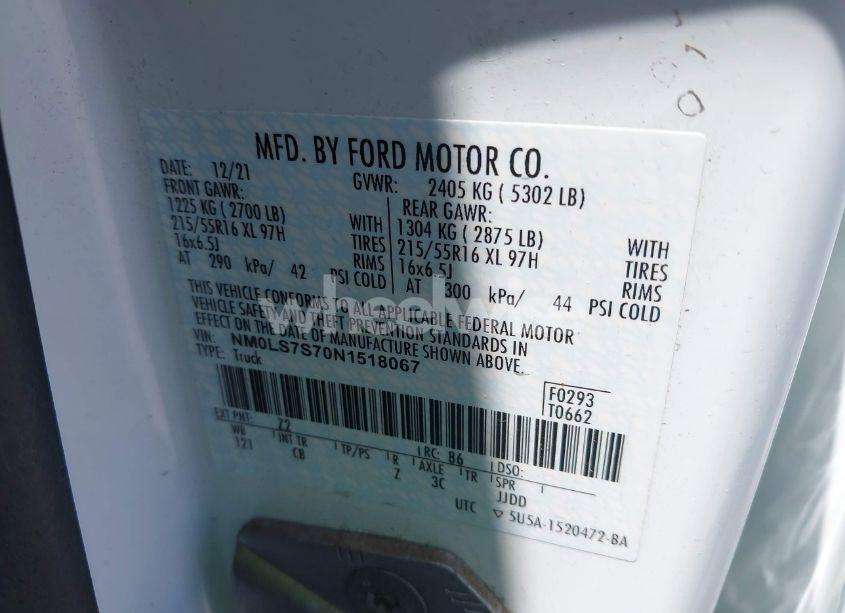 Photo 9 of 2022 Ford Transit CONNECT XL CARGO VAN (VIN NM0LS7S70N1518067)