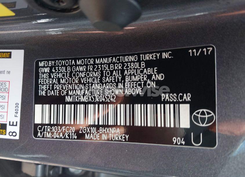 Photo 9 of 2018 Toyota C-hr XLE PREMIUM (VIN NMTKHMBX5JR045242)