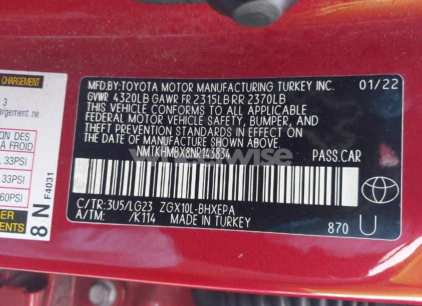 Photo 9 of 2022 Toyota C-hr LIMITED (VIN NMTKHMBX8NR143834)