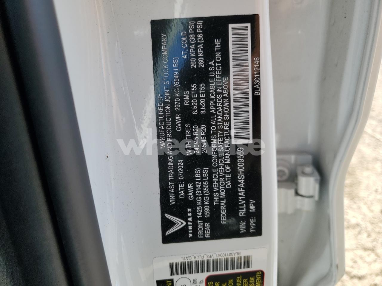 Photo 12 of 2025 VINFAST TRADING AND PRODUCTION LLC VF 8 PLUS (VIN RLLV1AFA4SH009559)