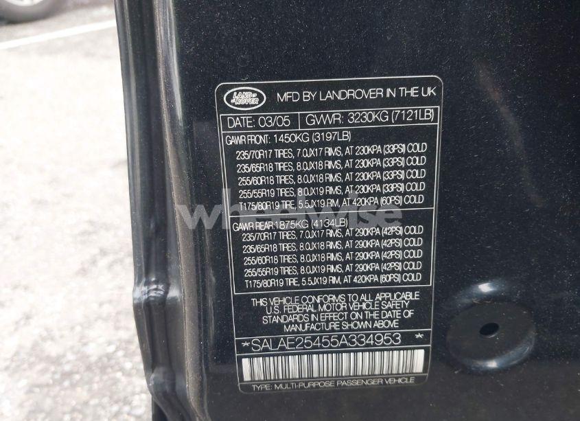 Photo 9 of 2005 Land Rover LR3 SE (VIN SALAE25455A334953)