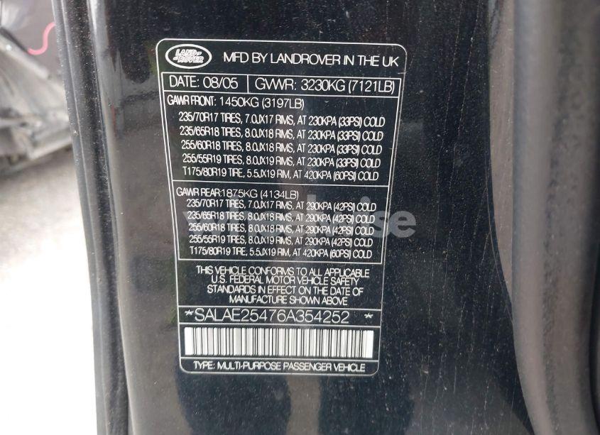 Photo 9 of 2006 Land Rover LR3 V8 SE (VIN SALAE25476A354252)