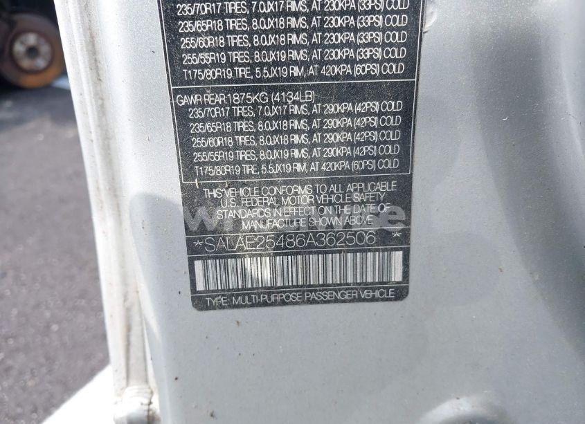 Photo 9 of 2006 Land Rover LR3 V8 SE (VIN SALAE25486A362506)