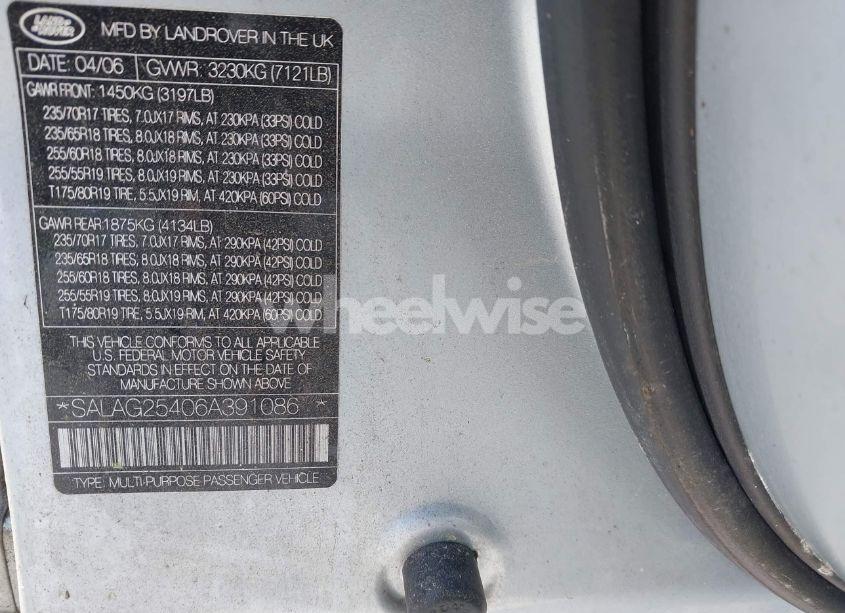 Photo 9 of 2006 Land Rover LR3 V8 HSE (VIN SALAG25406A391086)