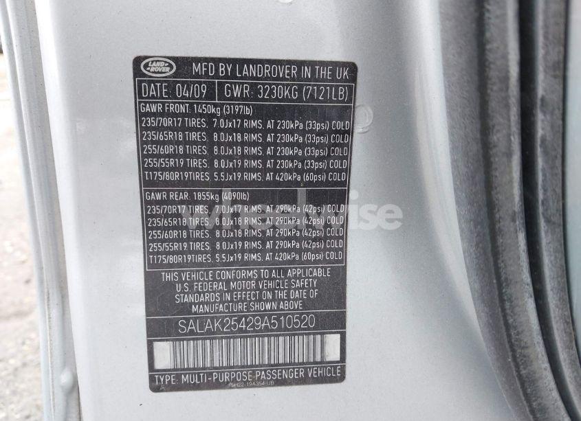 Photo 9 of 2009 Land Rover LR3 (VIN SALAK25429A510520)