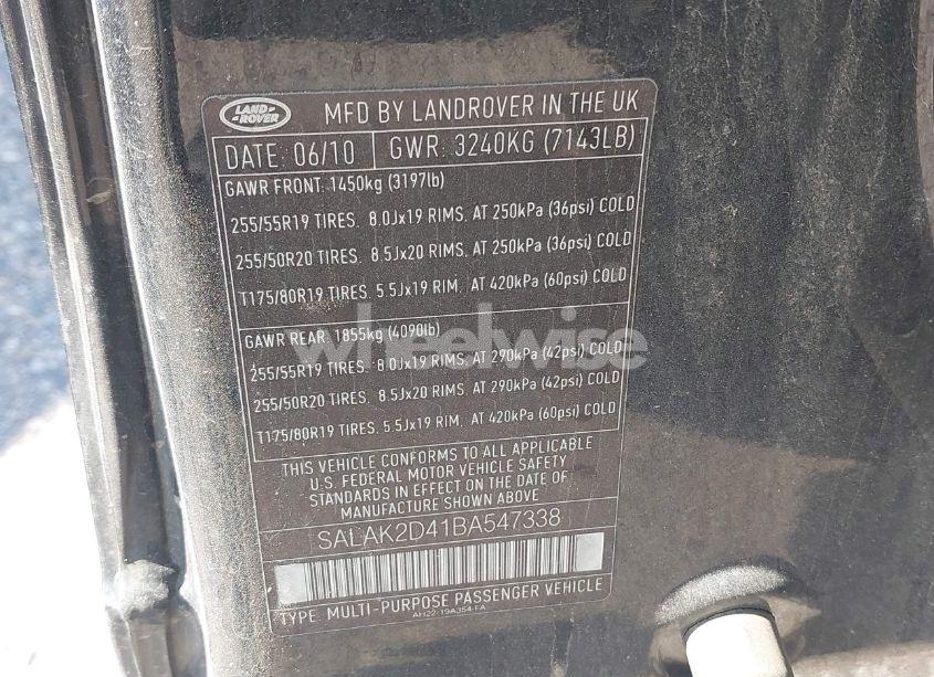 Photo 9 of 2011 Land Rover LR4 (VIN SALAK2D41BA547338)