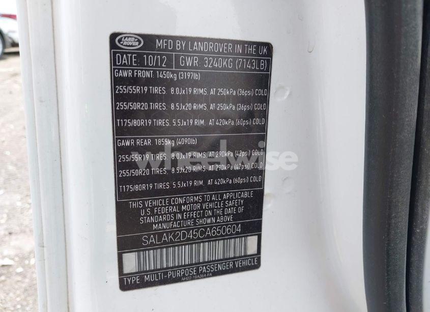 Photo 9 of 2012 Land Rover LR4 (VIN SALAK2D45CA650604)