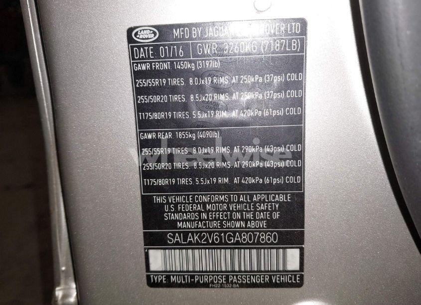 Photo 9 of 2016 Land Rover LR4 (VIN SALAK2V61GA807860)