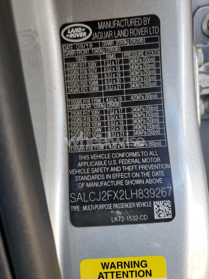 Photo 13 of 2020 LAND ROVER DISCOVERY SPORT S (VIN SALCJ2FX2LH839267)