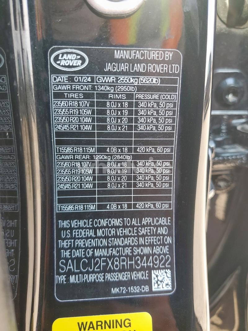 Photo 3 of 2024 LAND ROVER DISCOVERY SPORT S (VIN SALCJ2FX8RH344922)