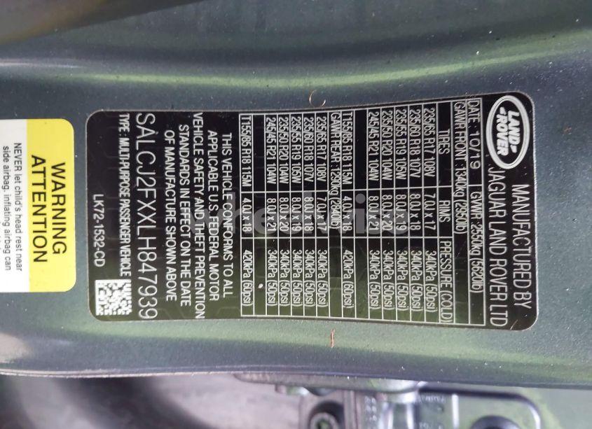 Photo 9 of 2020 Land Rover DISCOVERY SPORT S (VIN SALCJ2FXXLH847939)