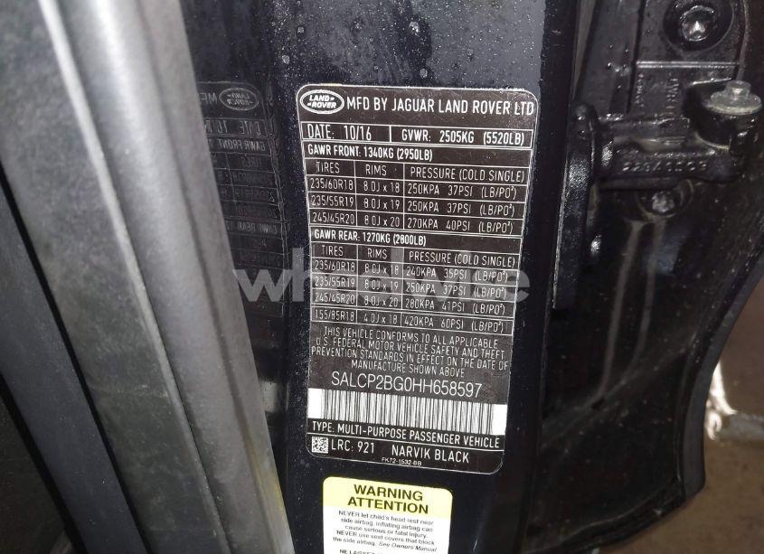 Photo 9 of 2017 Land Rover DISCOVERY SPORT SE (VIN SALCP2BG0HH658597)