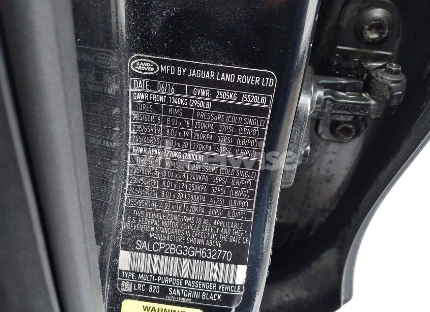 Photo 9 of 2016 Land Rover DISCOVERY SPORT SE (VIN SALCP2BG3GH632770)