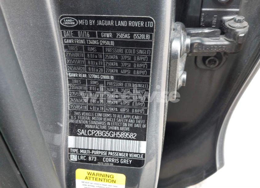 Photo 9 of 2016 Land Rover DISCOVERY SPORT SE (VIN SALCP2BG5GH589582)