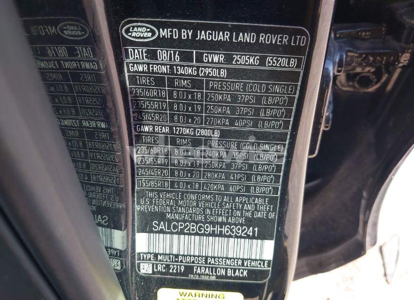 Photo 9 of 2017 Land Rover DISCOVERY SPORT SE (VIN SALCP2BG9HH639241)
