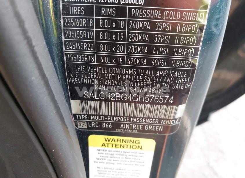 Photo 9 of 2016 Land Rover DISCOVERY SPORT HSE (VIN SALCR2BG4GH576574)