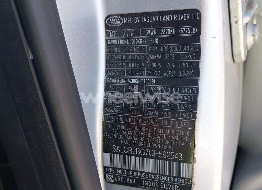 Photo 9 of 2016 Land Rover DISCOVERY SPORT HSE (VIN SALCR2BG7GH592543)