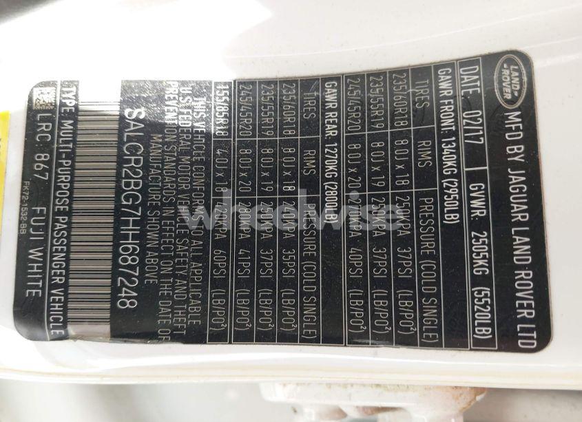 Photo 9 of 2017 Land Rover DISCOVERY SPORT HSE (VIN SALCR2BG7HH687248)