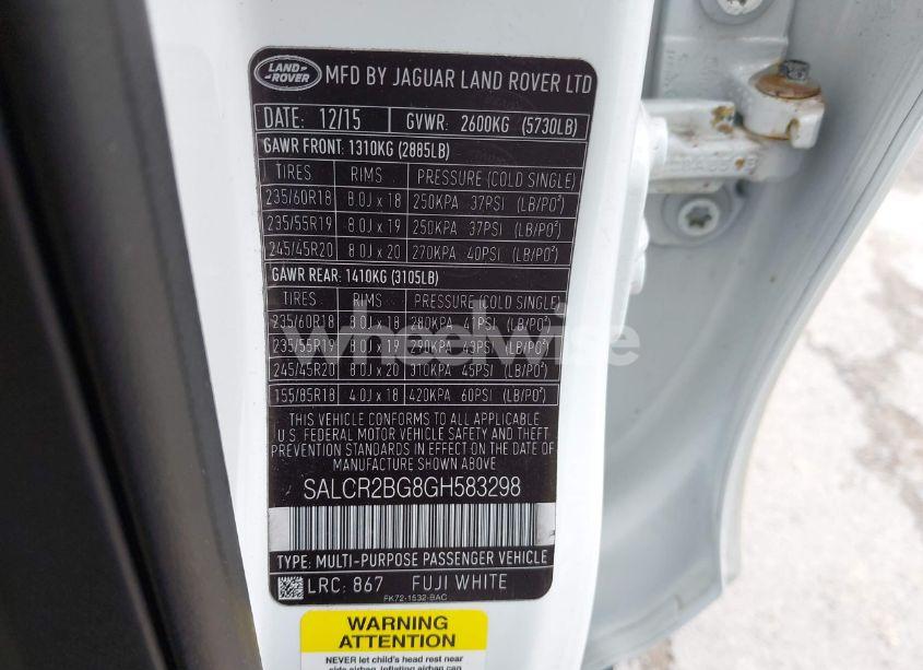 Photo 9 of 2016 Land Rover DISCOVERY SPORT HSE (VIN SALCR2BG8GH583298)