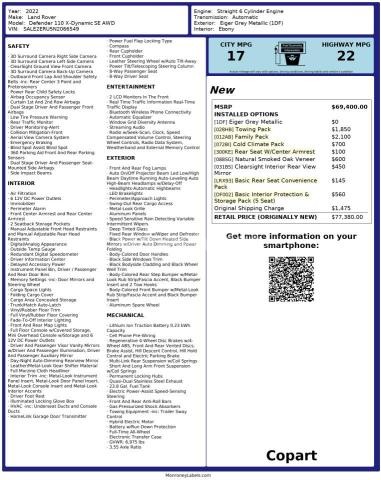 Photo 10 of 2022 LAND ROVER DEFENDER 110 X-DYNAMIC SE (VIN SALE2ERU5N2066549)