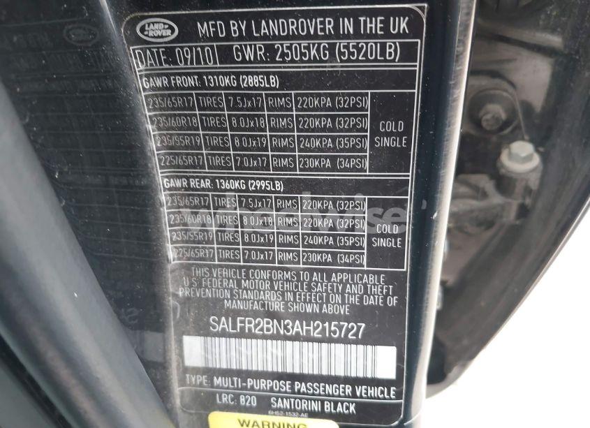 Photo 9 of 2010 Land Rover LR2 HSE (VIN SALFR2BN3AH215727)