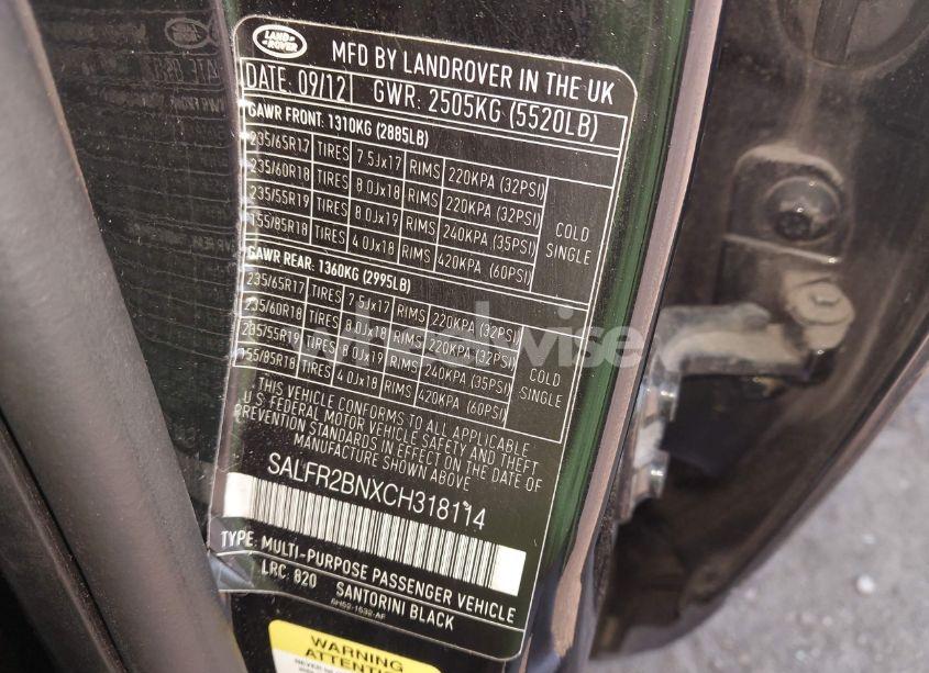 Photo 9 of 2012 Land Rover LR2 (VIN SALFR2BNXCH318114)