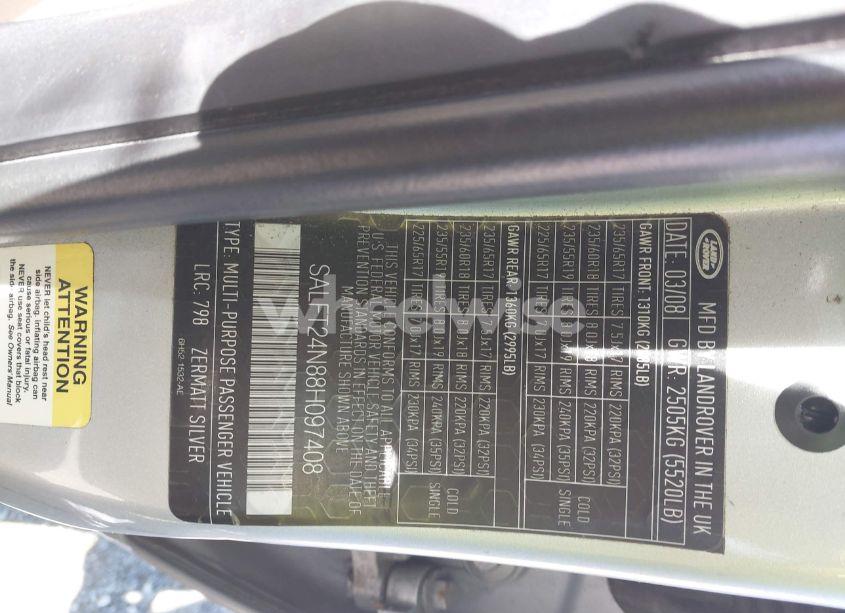 Photo 9 of 2008 Land Rover LR2 HSE (VIN SALFT24N88H097408)