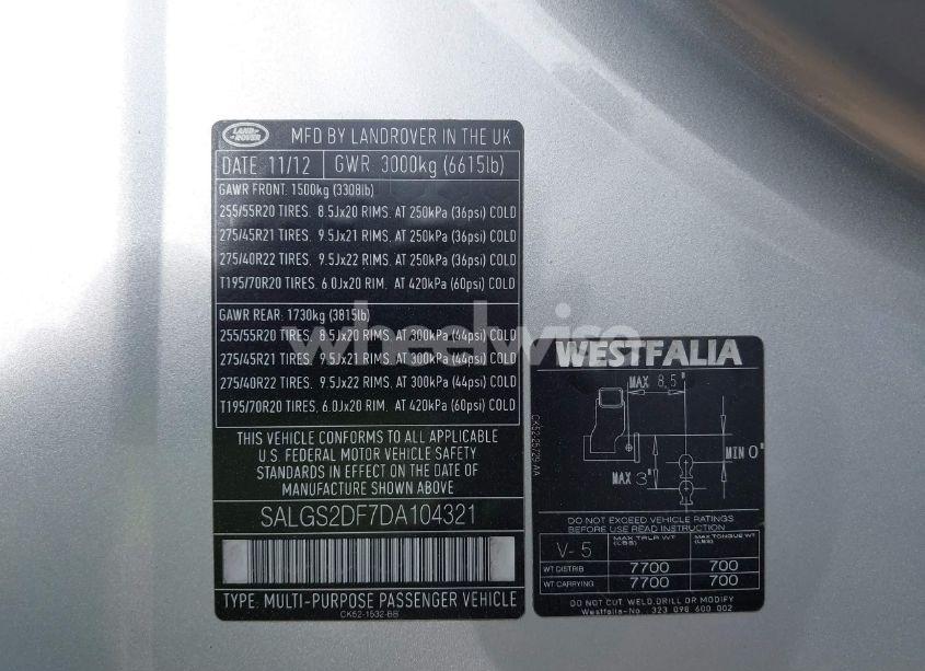 Photo 9 of 2013 Land Rover RANGE ROVER HSE (VIN SALGS2DF7DA104321)