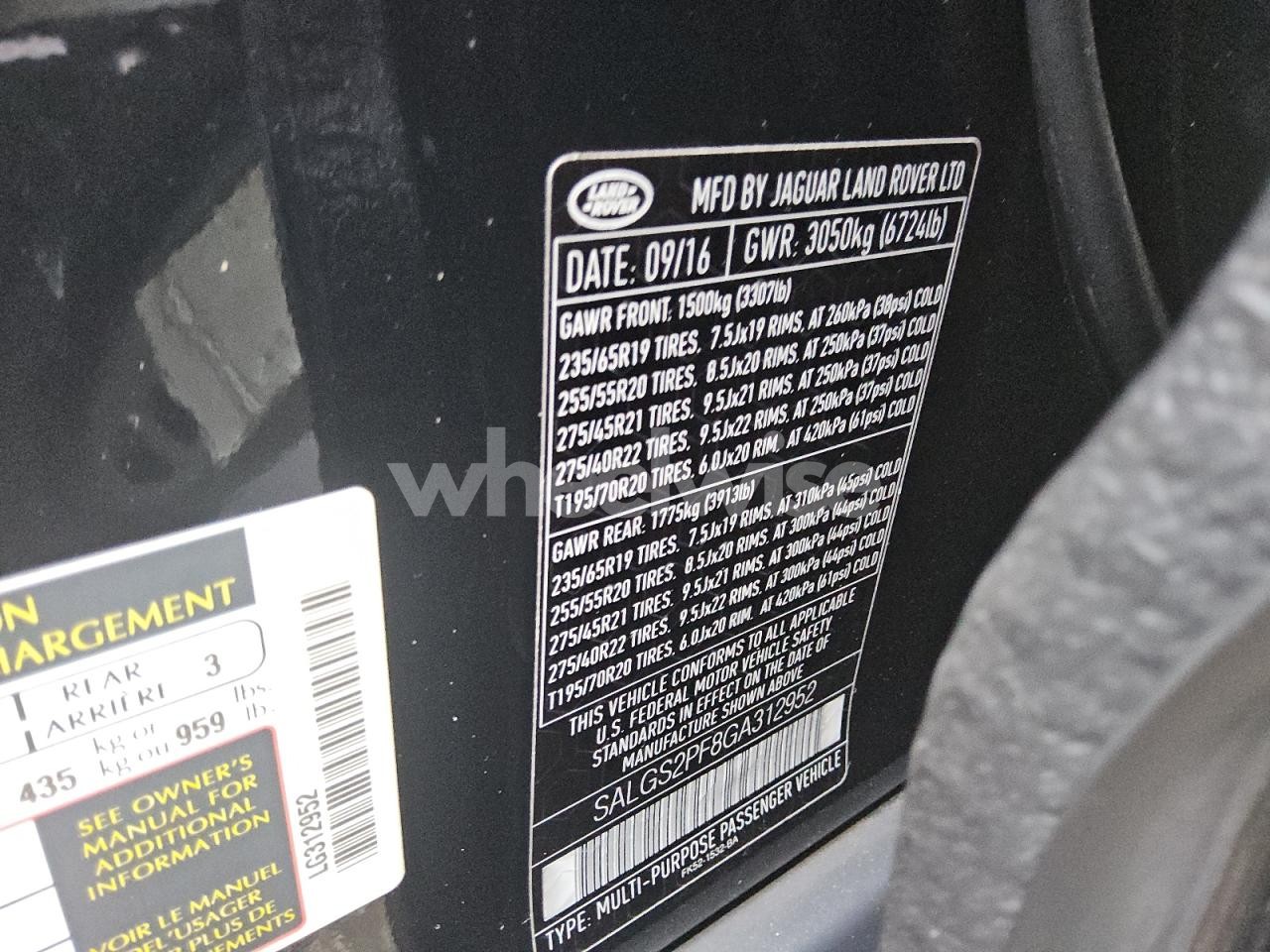 Photo 12 of 2016 LAND ROVER RANGE ROVER HSE (VIN SALGS2PF8GA312952)