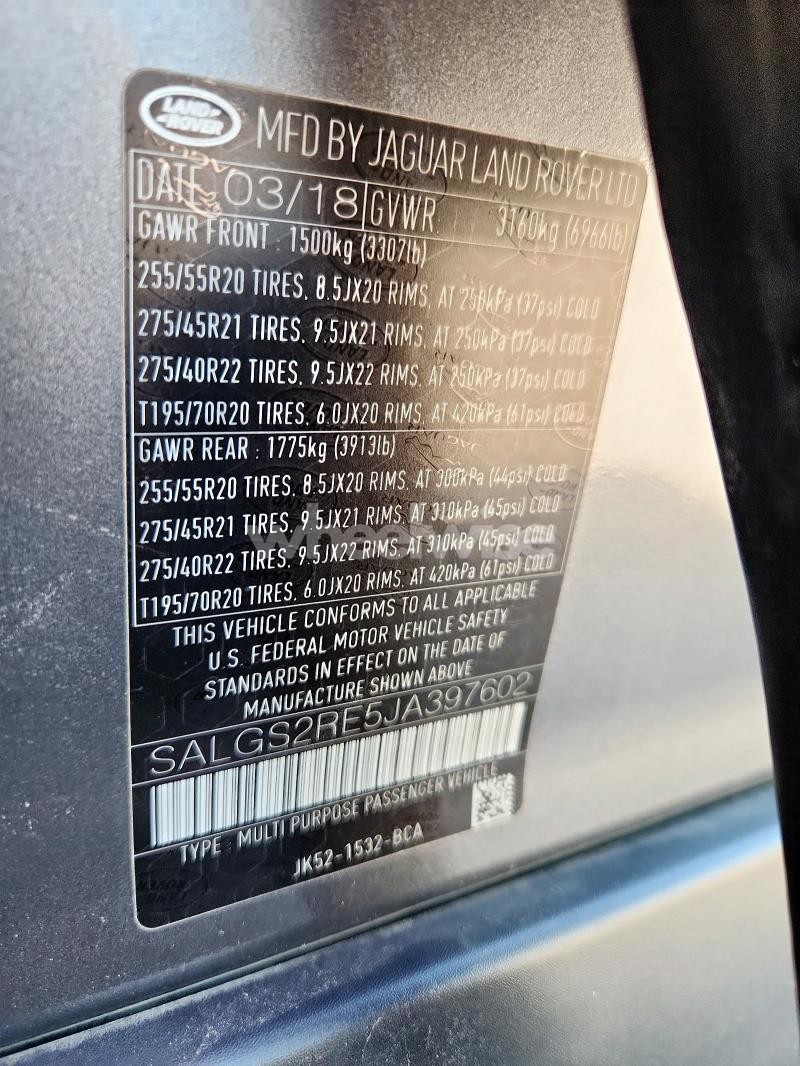 Photo 7 of 2018 LAND ROVER RANGE ROVER SUPERCHARGED N/A (VIN SALGS2RE5JA397602)