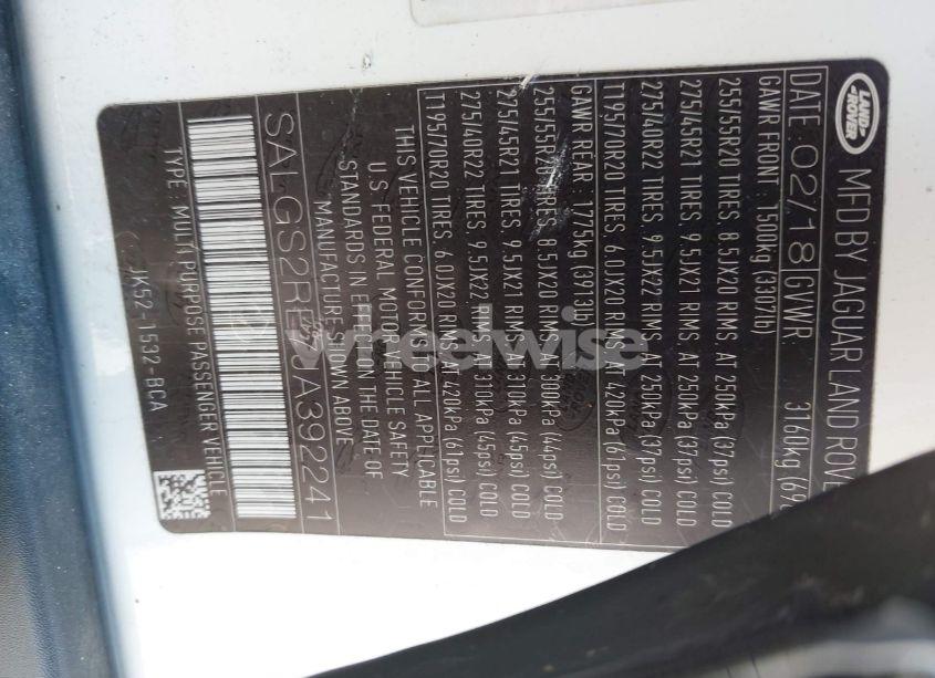 Photo 9 of 2018 Land Rover RANGE ROVER 5.0L V8 SUPERCHARGED (VIN SALGS2RE7JA392241)