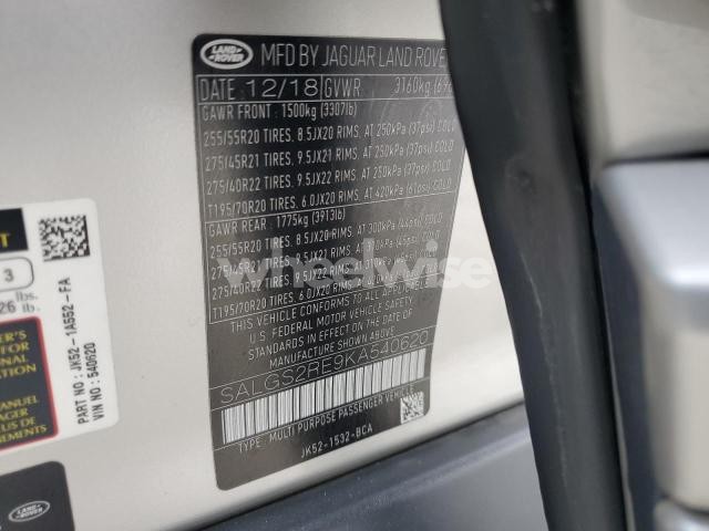 Photo 8 of 2019 LAND ROVER RANGE ROVER SUPERCHARGED N/A (VIN SALGS2RE9KA540620)