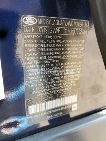 Photo 7 of 2020 LAND ROVER RANGE ROVER HSE (VIN SALGS2RU1LA572633)