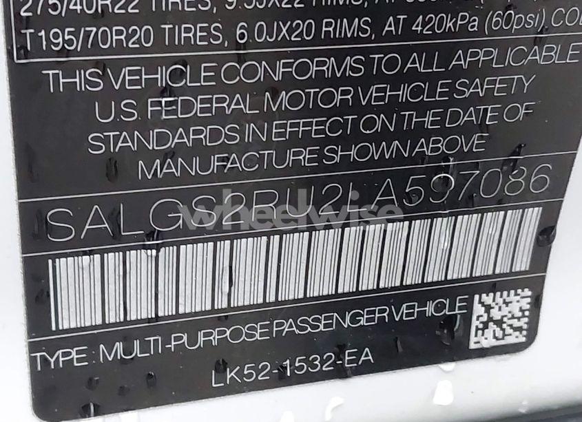 Photo 9 of 2020 Land Rover RANGE ROVER HSE (VIN SALGS2RU2LA597086)