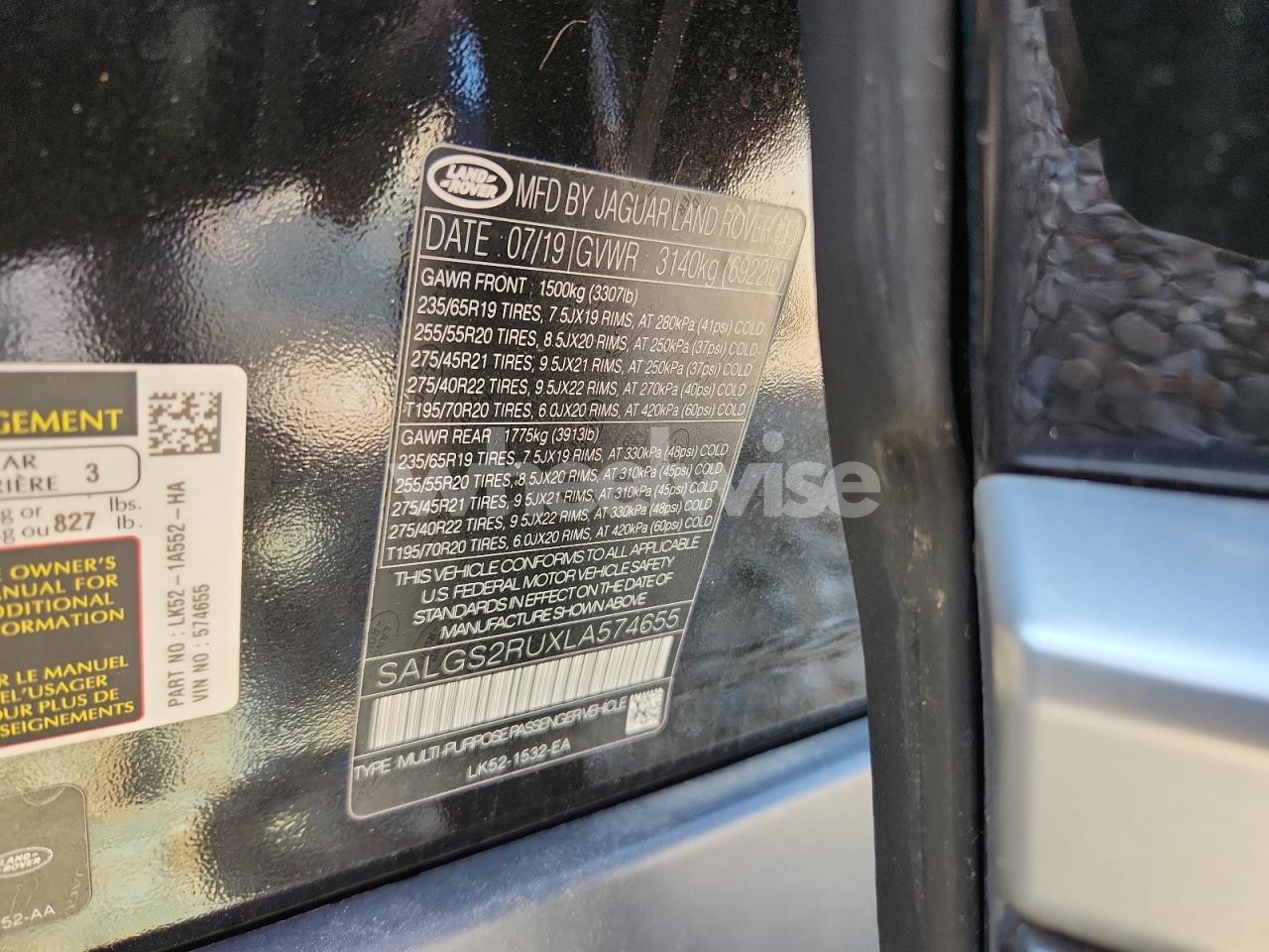 Photo 13 of 2020 LAND ROVER RANGE ROVER HSE (VIN SALGS2RUXLA574655)