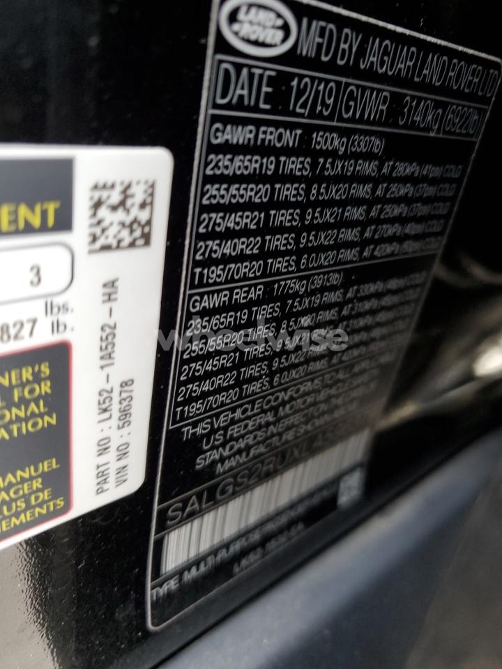 Photo 13 of 2020 LAND ROVER RANGE ROVER HSE (VIN SALGS2RUXLA596378)