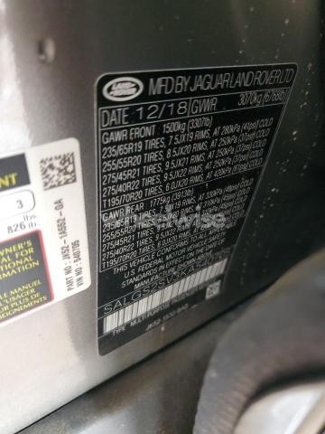 Photo 10 of 2019 LAND ROVER RANGE ROVER HSE (VIN SALGS2SV3KA540705)