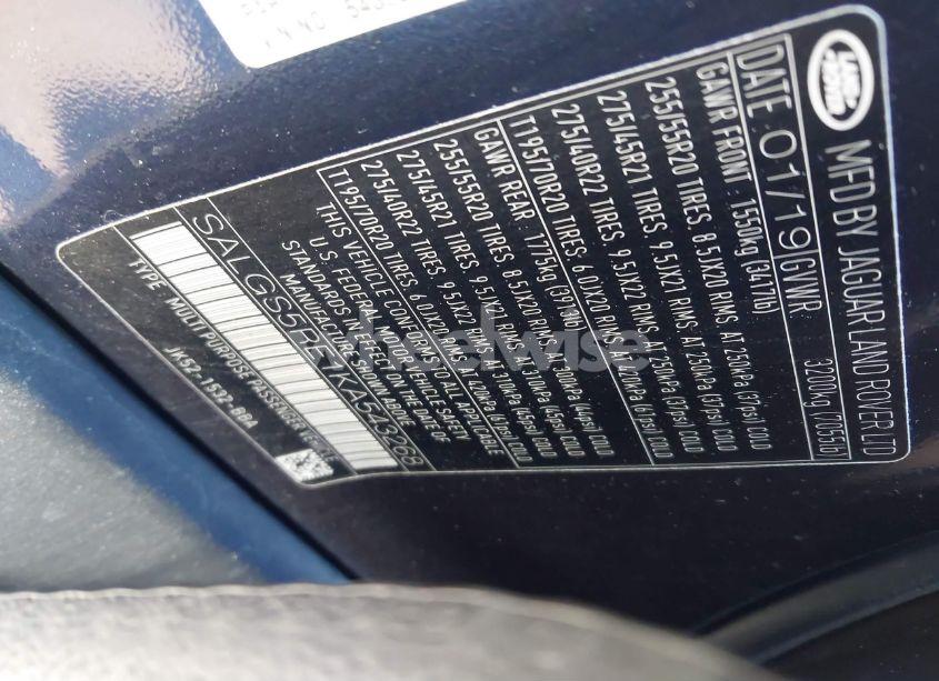 Photo 9 of 2019 Land Rover RANGE ROVER 5.0L V8 SUPERCHARGED (VIN SALGS5RE1KA543268)