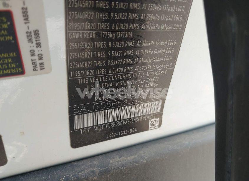 Photo 9 of 2018 Land Rover RANGE ROVER 5.0L V8 SUPERCHARGED (VIN SALGS5RE4JA381585)