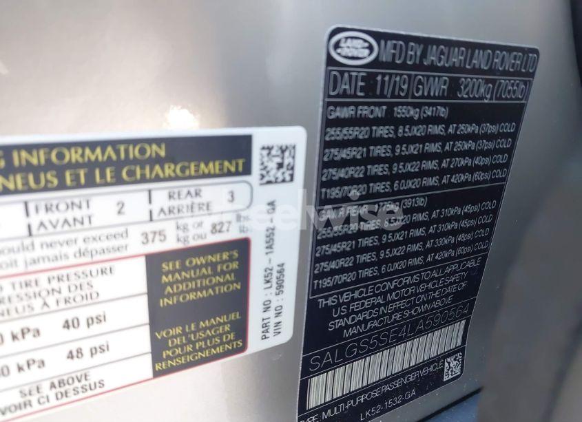 Photo 9 of 2020 Land Rover RANGE ROVER SUPERCHARGED (VIN SALGS5SE4LA590564)