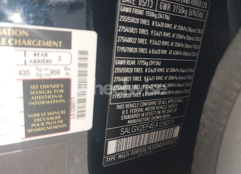 Photo 9 of 2014 Land Rover RANGE ROVER 5.0L V8 SUPERCHARGED AUTOBIOGRAPHY (VIN SALGV2EF4EA126011)