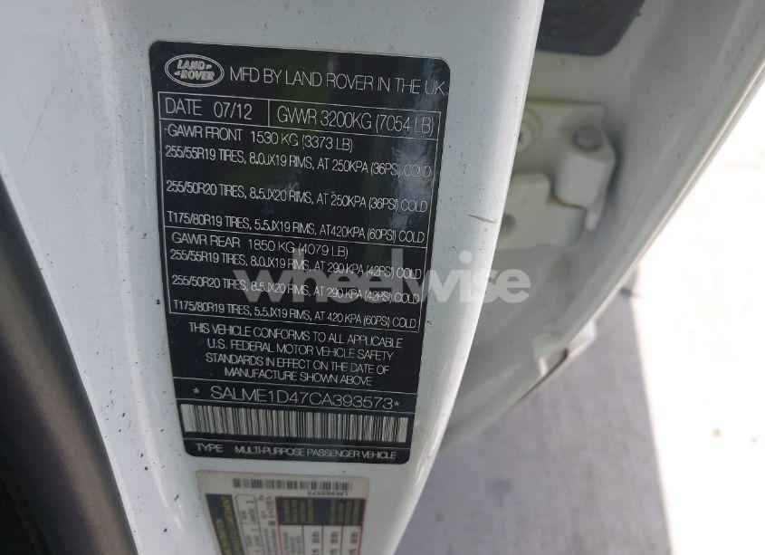 Photo 9 of 2012 Land Rover RANGE ROVER HSE (VIN SALME1D47CA393573)