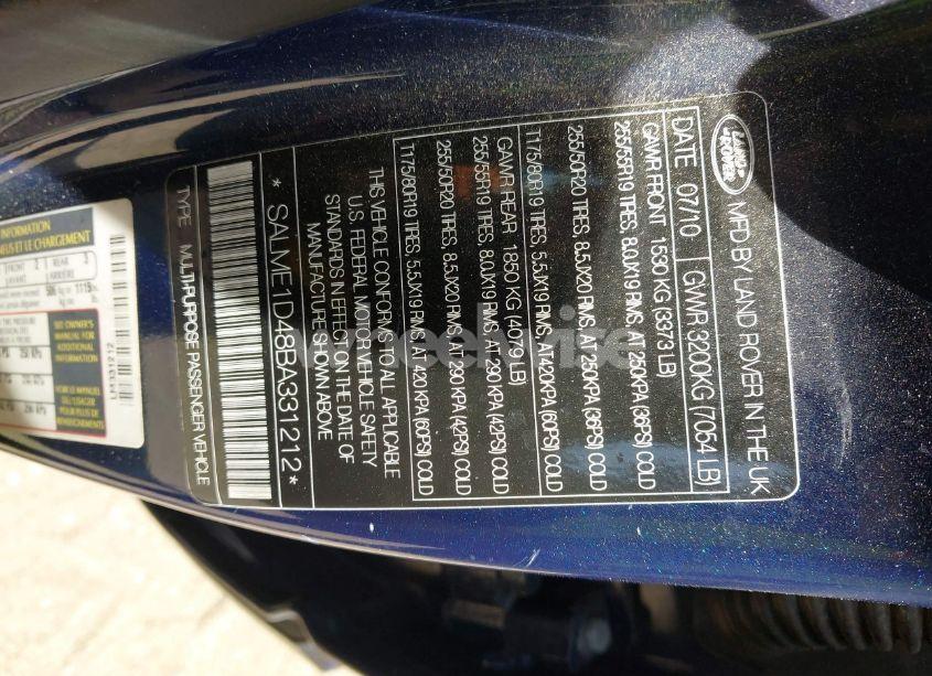 Photo 9 of 2011 Land Rover RANGE ROVER HSE (VIN SALME1D48BA331212)