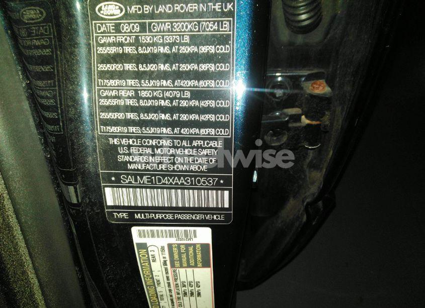 Photo 9 of 2010 Land Rover RANGE ROVER HSE (VIN SALME1D4XAA310537)