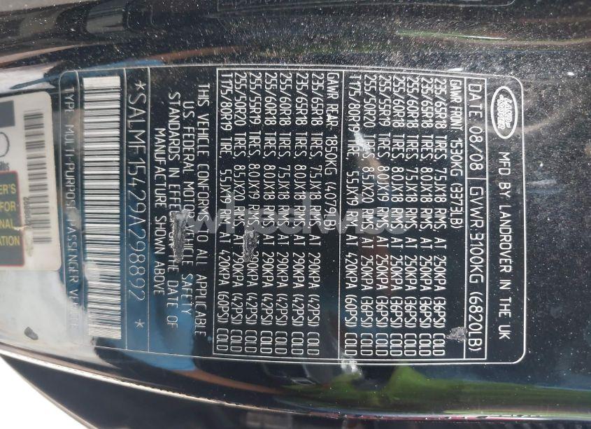 Photo 9 of 2009 Land Rover RANGE ROVER HSE (VIN SALMF15429A298892)