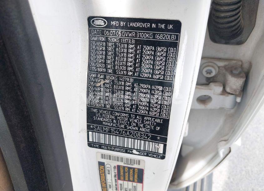 Photo 9 of 2006 Land Rover RANGE ROVER HSE (VIN SALMF15476A208342)