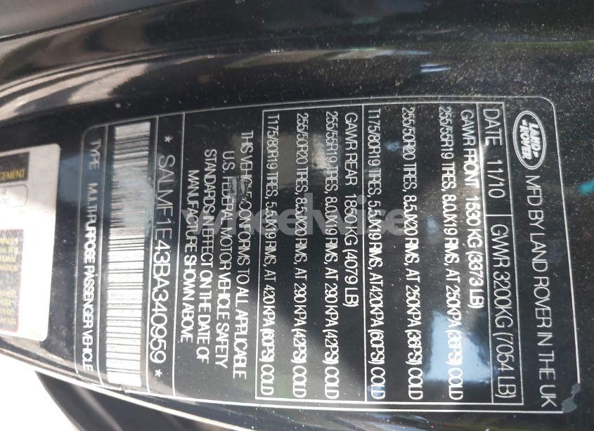 Photo 9 of 2011 Land Rover RANGE ROVER SUPERCHARGED (VIN SALMF1E43BA340959)