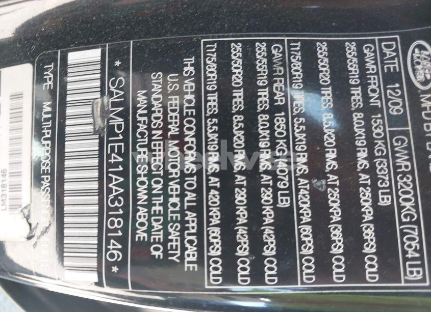 Photo 9 of 2010 Land Rover RANGE ROVER SUPERCHARGED (VIN SALMP1E41AA318146)