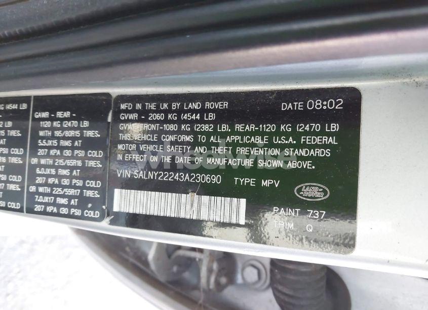 Photo 9 of 2003 Land Rover FREELANDER SE (VIN SALNY22243A230690)